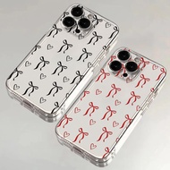 Bow Black Love Heart Casing For OPPO A60 A17 A58 A79 A5 A3 Pro A3S A5S A12 A12E F11 F7 Shell TPU Sof