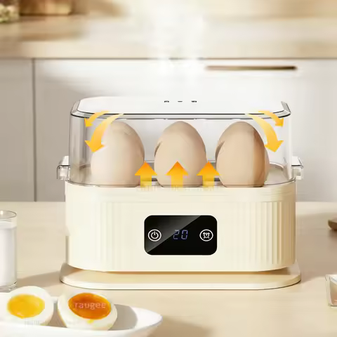 Electric Egg Boiler Mini Egg Cooker With Timer Auto-Shut Off Egg Steamer Breakfast Egg Maker 6 Eggs 
