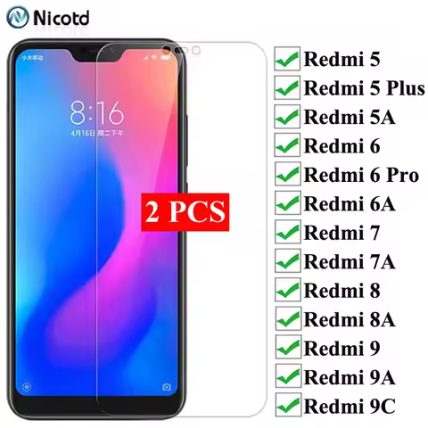 2Pcs/Lot Tempered Glass For Redmi 8 8A 7 7A 5 Plus 9H Screen Protector On Xiaomi Redmi 9 9A 9C 6 Pro