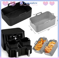 LEMONTRE Air Fryer Basket, Silicone Rectangle Air Fryer Baking Tray, Reusable Rectangle Basket Conta