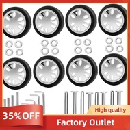 8pcs Luggage Wheels Replacement Kit,Dia 2in/50mm Thick 0.47in/12mm Resistant Rubber Mute Caster Repl