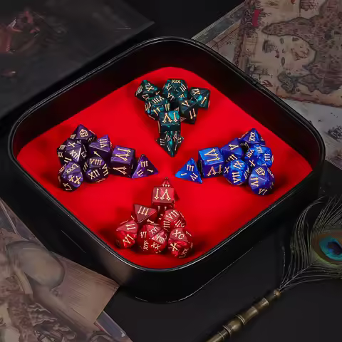DND Dice Set -7pc Roman numerals Polyhedral Dice with Dice Bag for D&D RPG MTG Role Playing Table Pa