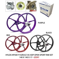 LC / LC135 / Y15ZR HYLOS HP500/HP5/SP5 OPEN APD CUSTOM SPORT RIM WITH BEARING N HUB RUBBER SET 14/14