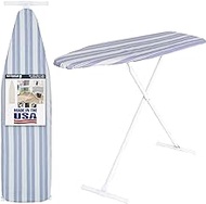 Ironing Board Full Size; Made in USA by Seymour Home Products (Blue Stripe) Bundle Includes Cover + Pad | Iron Board w/Steel T-Legs Adjustable Tabletop up to 36" High; Perforated Top for Steam Flow