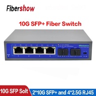 Fiber Switch 2.5gbps Ethernet 4 Port 2500mbps Network Switcher 2 Port 10g Sfp+ Slot Hub Internet Spl
