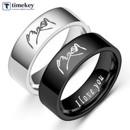 TIMEKEY 6mm Fashion Stainless Steel Ring i love you Couple Silver Black Couple Anniversary Valentine