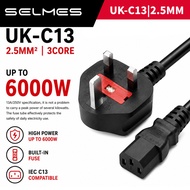 POWER CORD UK 3 Pin to C13 Power Cord 13A 250V 6000W Fused Power Cable 2.5mm Copper SELMES