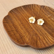 24K純鎏金白小花釉彩耳環