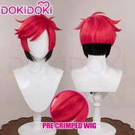 IN STOCK Alastor Wig Anime Cosplay DokiDoki Red Black Hair Alastor Men Cosplay Pre Crimped Wig Ears 