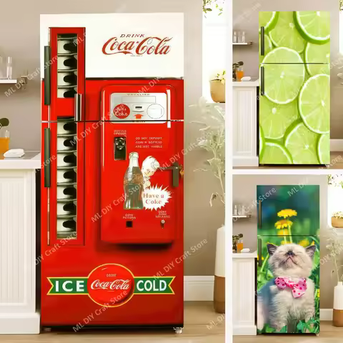 Coke Vending Machine Mural Refrigerator Door Art Mural Sticker Peel and Stick Phone Booth Coffee Wal
