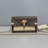LV路易威登Vavin woc棕棋盤格米色鏈條包
