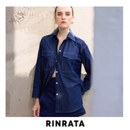 RINRATA - CEDAR DENIM LONGSLEEVE SHIRT - เสื้อเชิ้ตแขนยาว ผ้ายีนส์ สีน้ำเงินเข้ม กระดุมหน้า คอปก ทรง