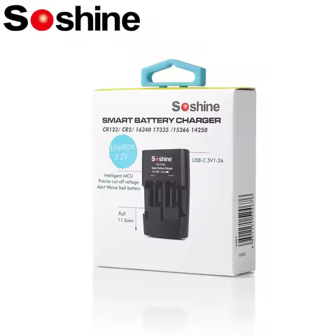Soshine 3.2V LiFePO4 Battery Charger 3.7V Li-ion S5 Batteries Charger for 2 Slots CR2 RCR123 16340 1