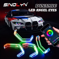 4PCS Switchback RGB Angel Eyes DRL Turn Signal Flowing Lights For BMW E46 E90 E60 F10 F30 F31 F91 F3