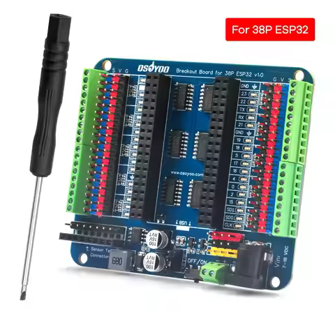OSOYOO Breakout Board for 30-Pin ESP32-WROOM/WROVER & ESP8266 NodeMCU, Not for ESP32-C/S/H/P Series