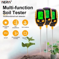 Yieryi 6-in-1 Soil Moisture Meter, Digital pH Meter Plant Soil Salinity Tester Moisture/Temperature/