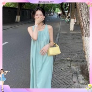 SUXI Sleeveless Loose Solid Color Midi Dreess Fashion Dress Women's Long Summer Holiday Dress