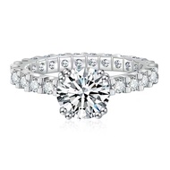 Shine & Co. Rosie Ring - 2-Carat Round-Brilliant Cut, Moissanite Diamond, 925 Sterling Silver
