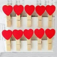 Penjepit Foto/gantungan foto polaroid Wooden Clip LOVE Isi 10 biji BONUS tali rami 1 meter