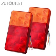 2PCS 12V 10LED REAR LIGHTS LAMPS 4 FUNCTION TRAILER TRUCK VAN CARAVAN E-MARK AMBER  SIGNAL INDICATOR