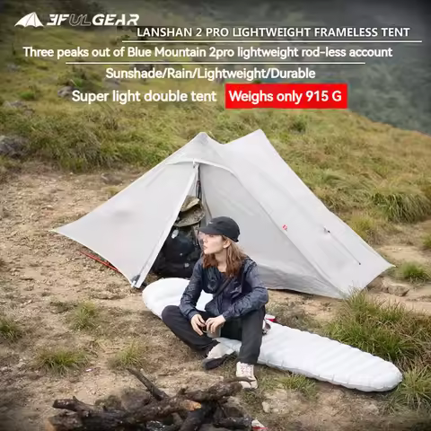 3F UL GEAR LanShan2 PRO Camping Tent 2 People 3/4 Season Tent Double Layer Silicon Outdoor Ultraligh