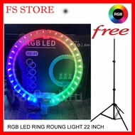 RGB LED RING ROUND LIGHT 22INCH FREE LIGHT STAND 5 FEET & POWER ADAPTER