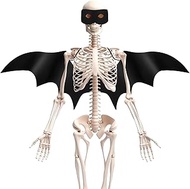 Tarpop 2 Pcs Halloween 12 ft Skeleton Outfit Set Giant Skeleton Bat Costume Includes Clothes Bat Win