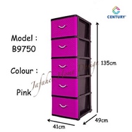 JFH Century 9750 5 Tier Plastic Drawer / Cabinet / Storage Cabinet Multi Color