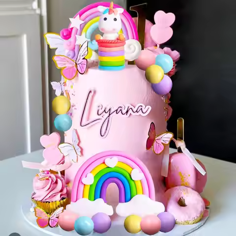 Magical Unicorn Cake Unicorn Birthday Rainbow Cake Topper Unicorn Party Favors Rainbow Cake