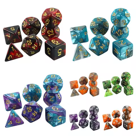 DND Dice Set 7pcs Mixing Color Polyhedral Dice for DND TRPG Board Game Accessories Tabletop Game Dic