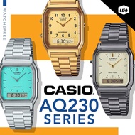 Casio Unisex Analog-Digital AQ-230 Series Dual Time Stainless Steel Band Watch AQ-230A-1D AQ-230A-2A