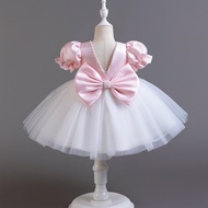 2025 Baby Girl Dress Princess Dress Piano Performance Birthday Flower Girl Bow Pettiskirt Children P