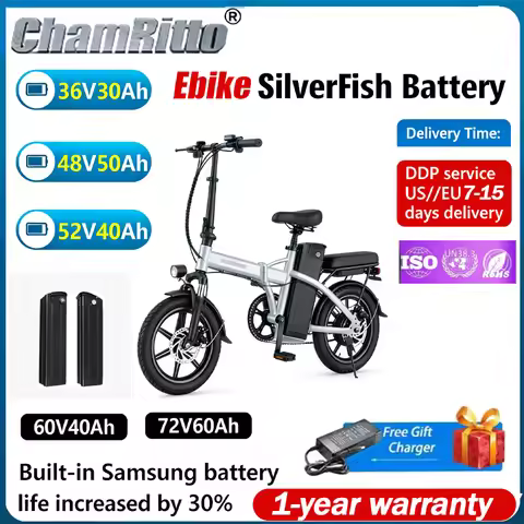 SilverFish 36v48v52v60v 72v lithium bike battery 48 volt duotts s26 battery 48v 20 Electric Bike 20a