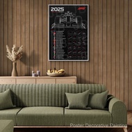 Formula 1 2025 Race Calendar Posters F1 Schedule Canvas Painting Prints Wall Art Pictures For Living