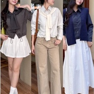 [TEARED STORE] Shirt - 8577 - 1 Pocket - Drawstring - Double Stripes - Neckwear Included