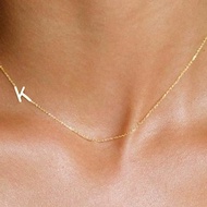 Sideways English Letter Initial Necklace 18K Gold Plated Stainless Steel Necklace Minimalist Initial