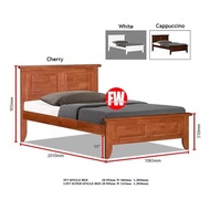 F-48-WB Solid Wooden Bed Frame Cherry Cappuccino White Single Super single Queen King Bedframe (Assembly included)