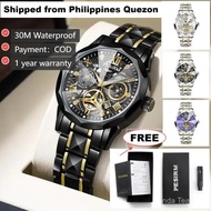 [ 100% Waterproof ] PESIRM Men's Quartz Watch Gift With Free Box Business for Men Luxury Stainless S