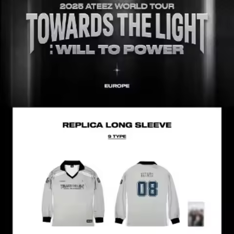 KPOP 2025 Ateez World Tour TOWARDS THE LIGHT Will To Power V-neck Long Sleeve T Shirt Women Men Jers