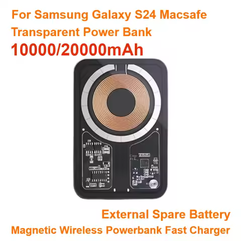 External Spare Battery For Samsung Galaxy S24 Macsafe Transparent Power Bank 10000mAh Magnetic Wirel