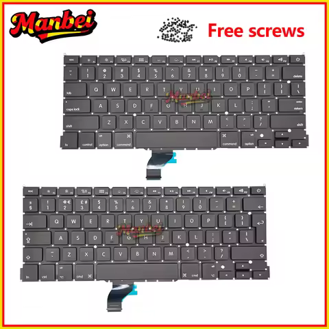 New Laptop Replacement Keyboard For Macbook Pro 13" Retina A1502 Keyboard UK US Spain French Russian