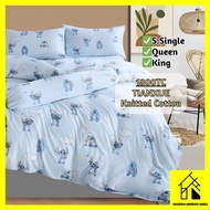 1800Tc 【King Queen Super Single 】3in1/4in1/5in1 Knitted Cotton Bedsheet Pillowcase Bolster Case Comf