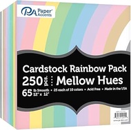 Accent Design Paper Accents Variety Pack, 12x12, 250pc, 65lb Rainbow Cardstock, Mellow Hues - Card S
