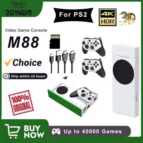 BOYHOM Retro Video Game Console HDMI-Compatible Output with RGB redblue dual color light wireless co
