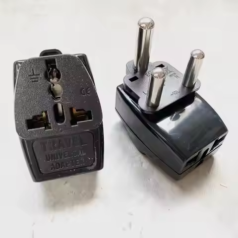 South Africa Travel Adapter Type M Large 15 amp BS 546 2 Port Multi Outlet Black Color 1 TO 3 EU AU 