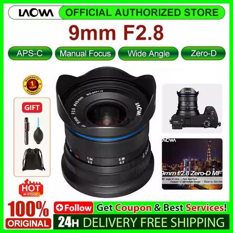 Laowa 9mm F2.8 MF Zero-D Wide Angle-Prime APS-C Camera Lens for Sony E Nikon Z Fuji XF for Canon RF/