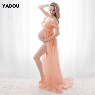 7TMaternity photo dress Pregnant woman taking pictures Front split Mopping skirt dress