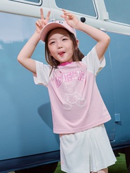 女幼童裝|Logo純棉小熊印花圓領短袖T恤-粉色