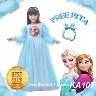 Dress Elsa Frozen Anak 10 Tahun Import SET AKSESORIS Mahkota Dress Anak Import Anna Elsa Terbaru Mew