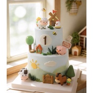 Farm Animals / Pig / Horse / Cow / Chicken / Hen / Sheep / Duck Figurines / Cake Toppers Set